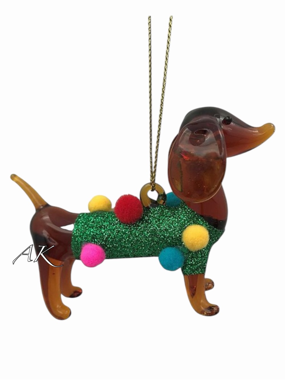 Dachshund Glass Christmas Tree Ornament 🐾 Doxie Wiener
